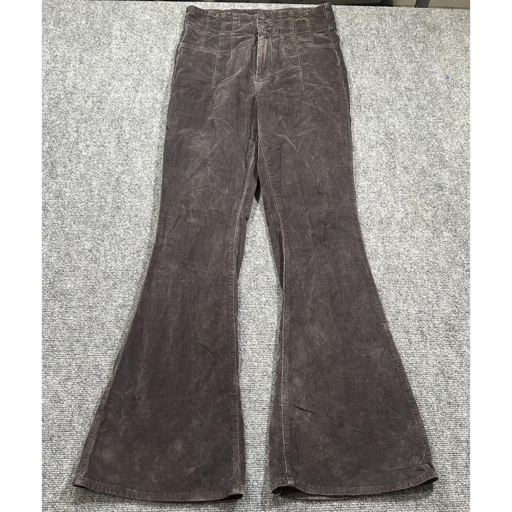 Free People Jayde Corduroy Flare Jeans Size 8/28 Black High Rise Black